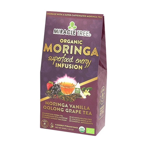 Organic Moringa Energy Tea - Vanilla Oolong Grape - Natural Coffee