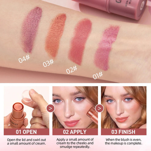 3-in-1 Cream Blush Stick for Cheeks, Lips &amp; Eyes