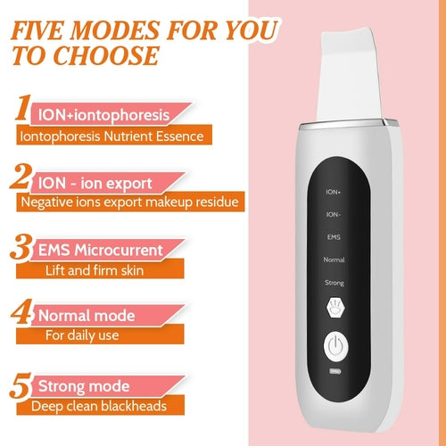 Ultrasonic Skin Scrubber with EMS Microcurrent