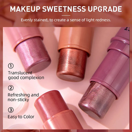 3-in-1 Cream Blush Stick for Cheeks, Lips &amp; Eyes